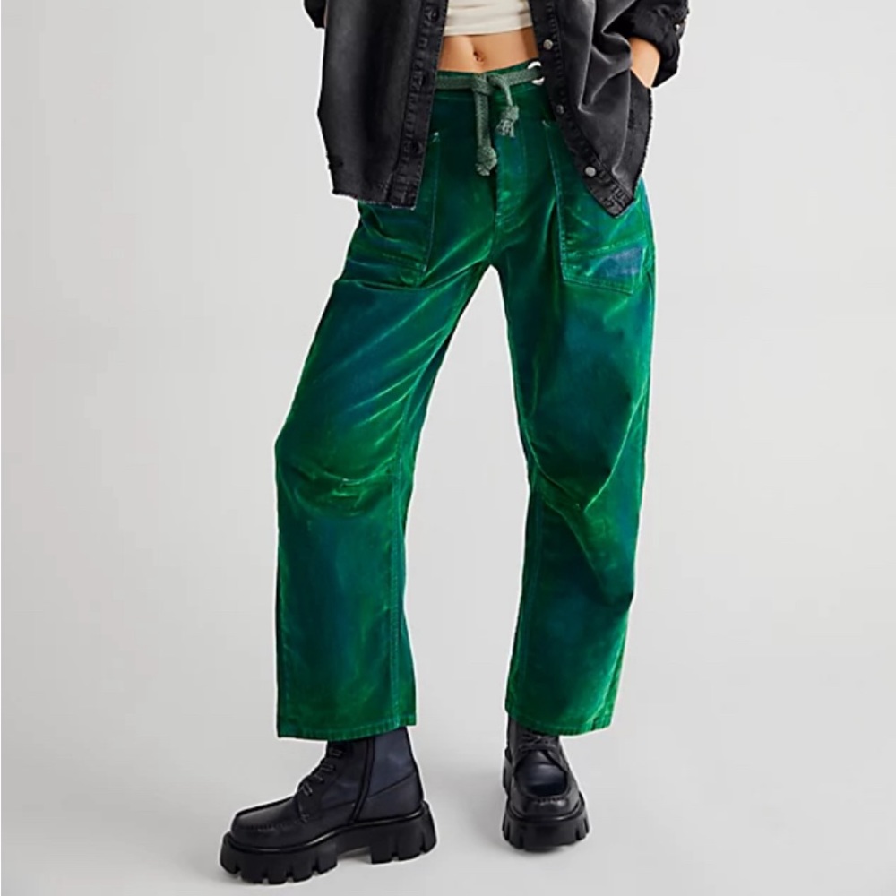 Free people green barrel pants